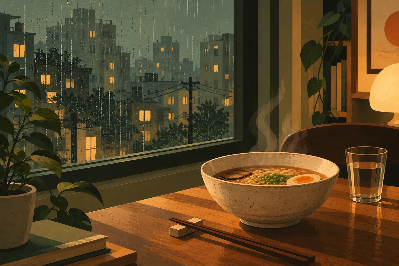 Cozy Ramen on a Rainy Night