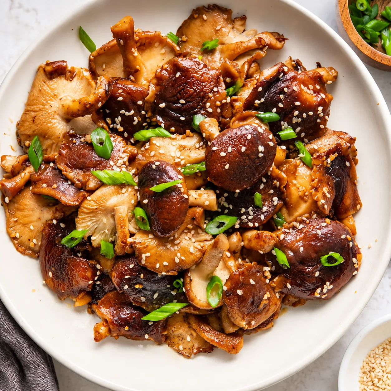 Warm Mushroom Stir-Fry with Scallions