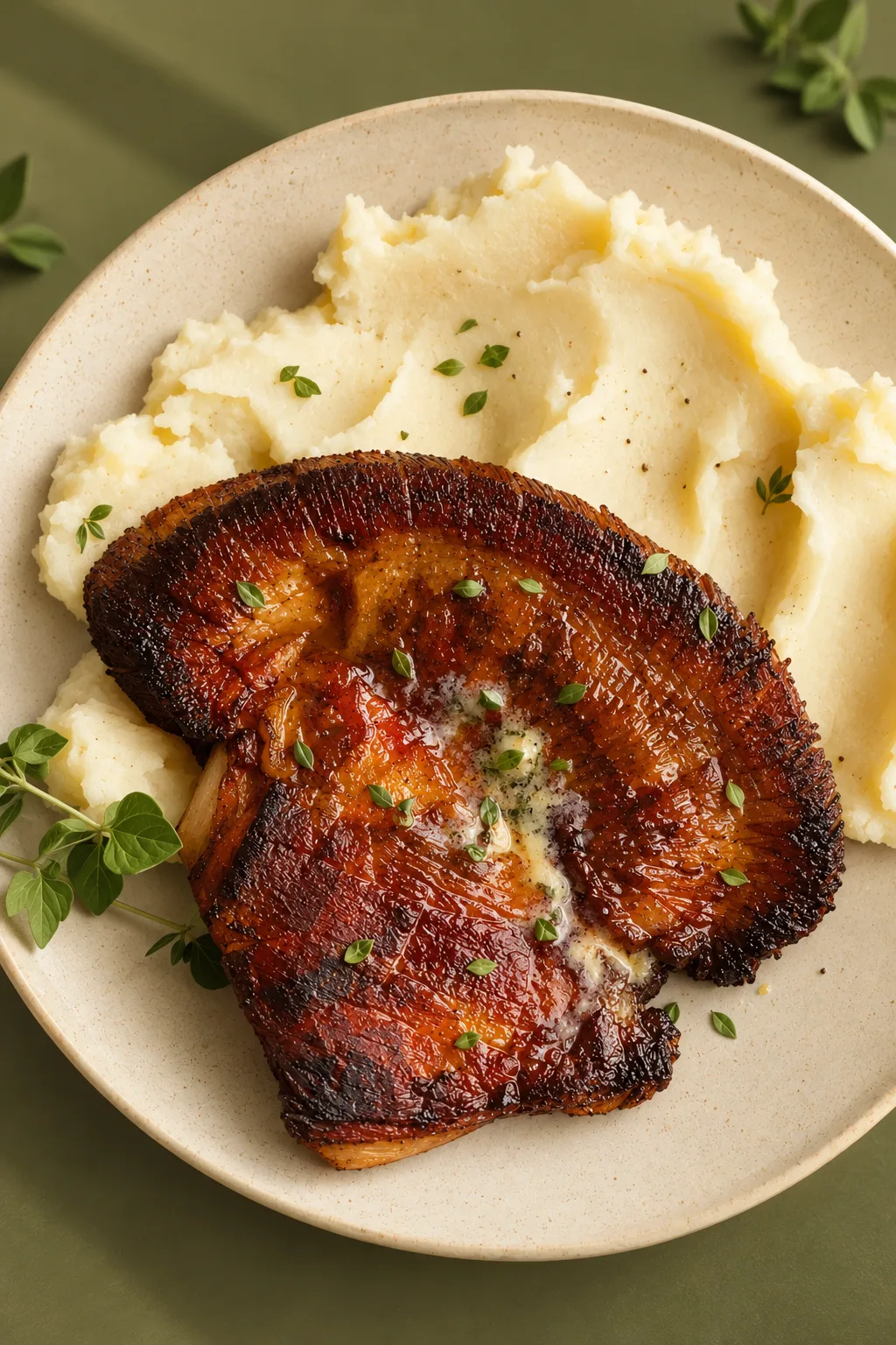 Caramelized Steak with Herb Mash