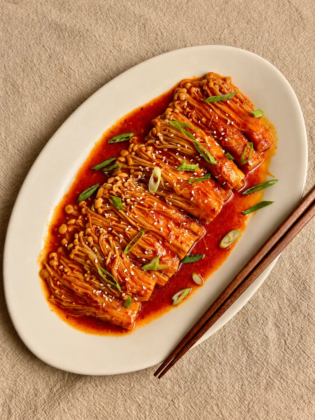 Spicy Enoki Mushrooms with Scallions